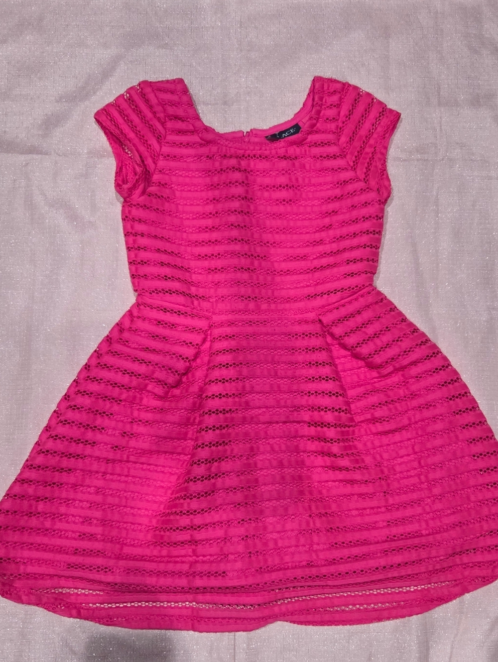 The Children's Place Hot Pink Lace-Striped Fit & Flare Dress